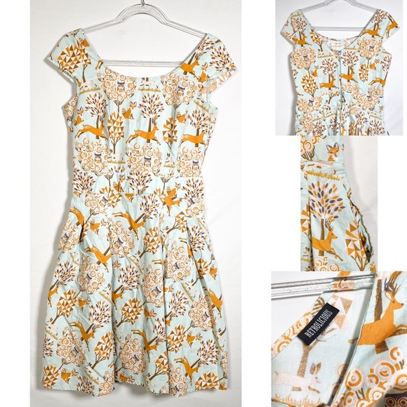 Retrolicious Dresses & Skirts - Retrolicious Modcloth Cap Sleeve Blue Dress M